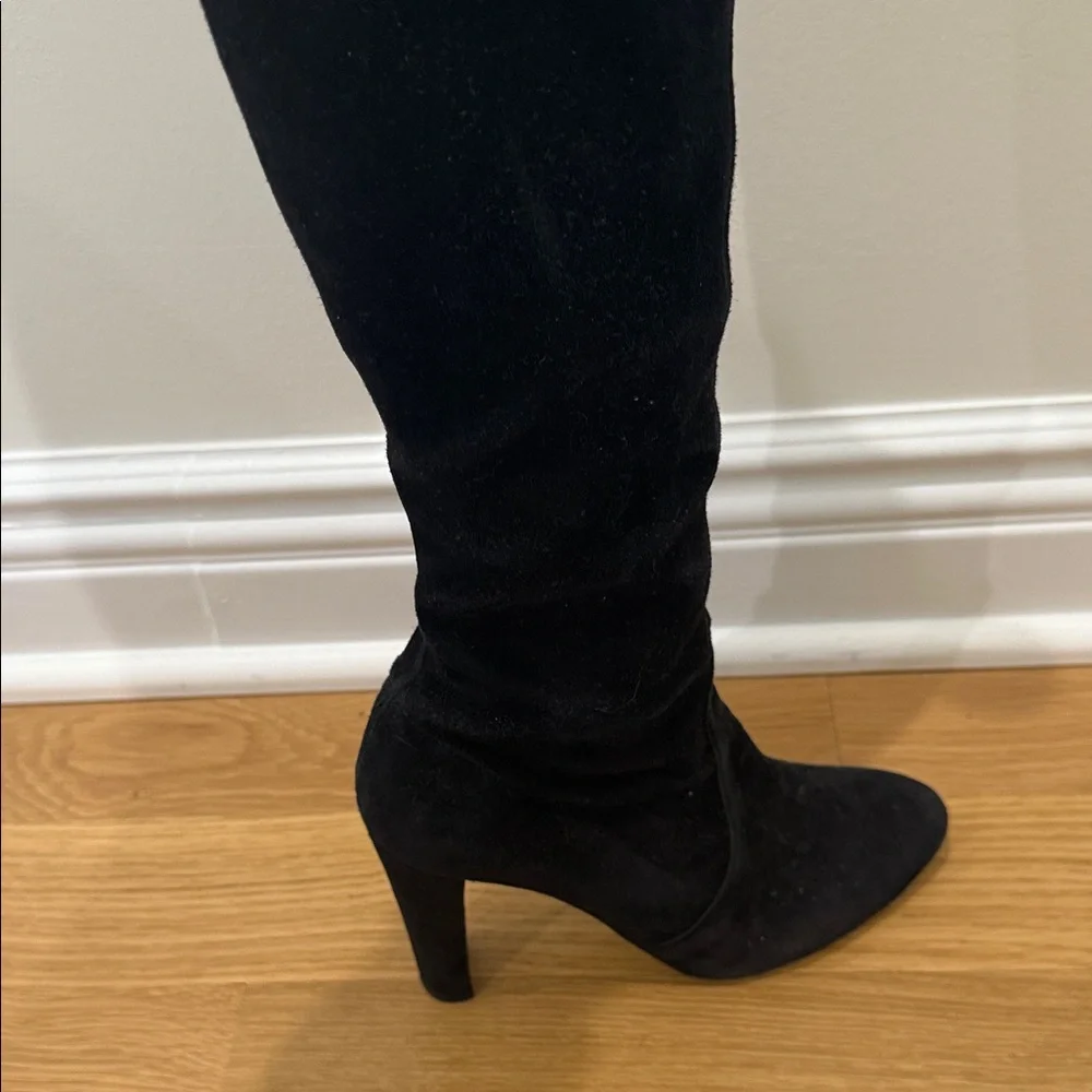 Stuart Weitzman Elegant Black Suede Highland Over-the-Knee Boots